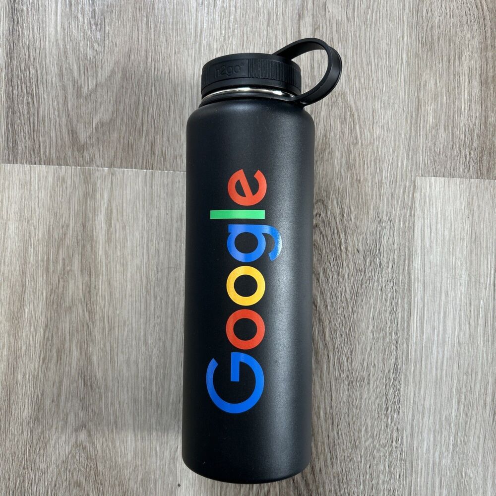 Google h2go Water Bottle 40oz Black Stainless Steel Customized Twist Cap Flask